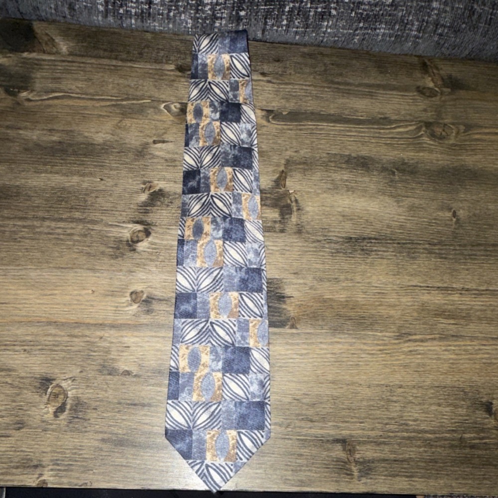 Vintage Tino Cosma 100% Silk Men's Tie: Geometric Abstract Designer